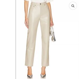 AGOLDE Recycled Leather 90's Pinch Waist Pants in Powder Cream